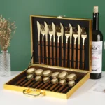 Stainless Steel 24-Piece Tableware Set Knife Fork Spoon Plastic Handle Household Korean Flatware Set Steak Tool - Image 2