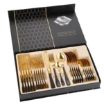 24-Piece Cutlery Set Stainless Steel Modern Design for Wedding Knife Fork Spoon Teaspoon Western Tableware Set Gift Box - Image 5