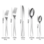 Modern 410 Silver Stainless Steel Flatware Couvert De Table Inox Restaurant Cutlery Knife Forks and Spoon Silverware Sets - Image 6