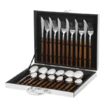 Stainless Steel 24-Piece Tableware Set Knife Fork Spoon Plastic Handle Household Korean Flatware Set Steak Tool - Image 6