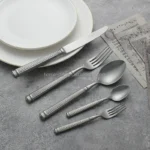 High Quality Retro Stone-Polished 304 Stainless Steel Cutlery Flat Set Popular for Restaurants Huge Stocks Sustainable Feature - Image 5
