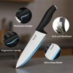 Kuisine Professional 15-Piece Stainless Steel Black PP Handle Kitchen Knife Set With Block - Image 3