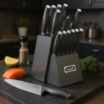 Kuisine Professional 15-Piece Stainless Steel Black PP Handle Kitchen Knife Set With Block