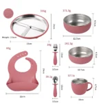 Custom Bpa Free Silicone  Kids Tableware Waterproof Bib Food Grade Suction Plate Bowl Spoon Fork Dinnerware Baby Feeding Set - Image 4