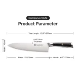 KEEMAKE Professional 8-Inch Japanese Chef Knife with Anti-Slip ABS Handle German Steel Kitchen Knives - Image 6