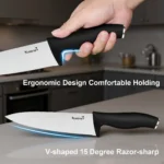 Kuisine Professional 15-Piece Stainless Steel Black PP Handle Kitchen Knife Set With Block - Image 4