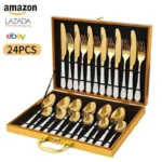 Manufactured Factory Silver Gift Set Flatware Set Stainless Steel Dinner Cutlery 24pcs Fork Spoon Knife Set - Image 3