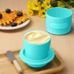 European Design Butter Dish Set Silicone Lid Ceramic Base Air-Tight Container Farmhouse Kitchenware Gift with Butter Knife