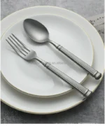 High Quality Retro Stone-Polished 304 Stainless Steel Cutlery Flat Set Popular for Restaurants Huge Stocks Sustainable Feature - Image 4